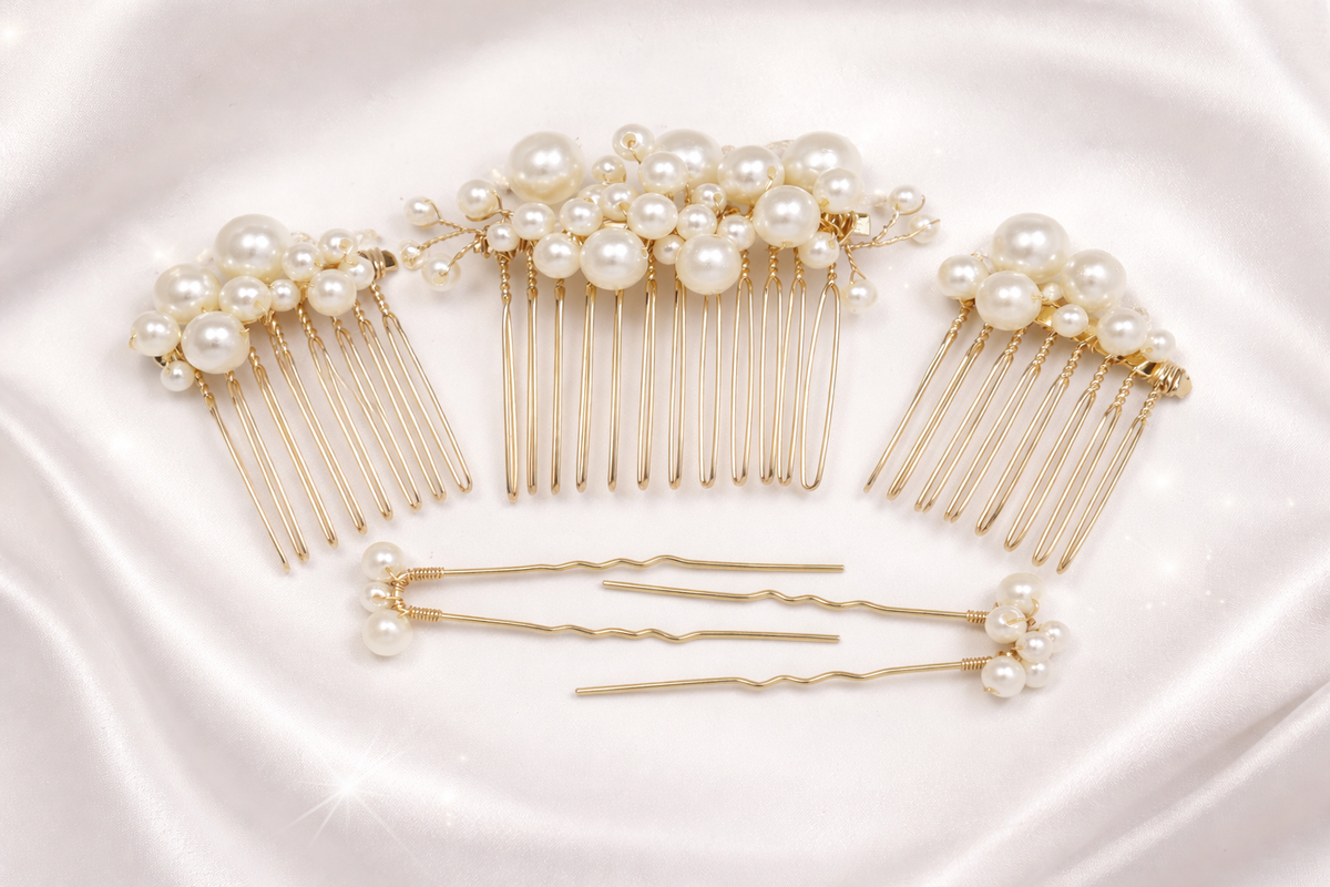5-Piece Pearl Bridal Hair Comb & Pin Set
