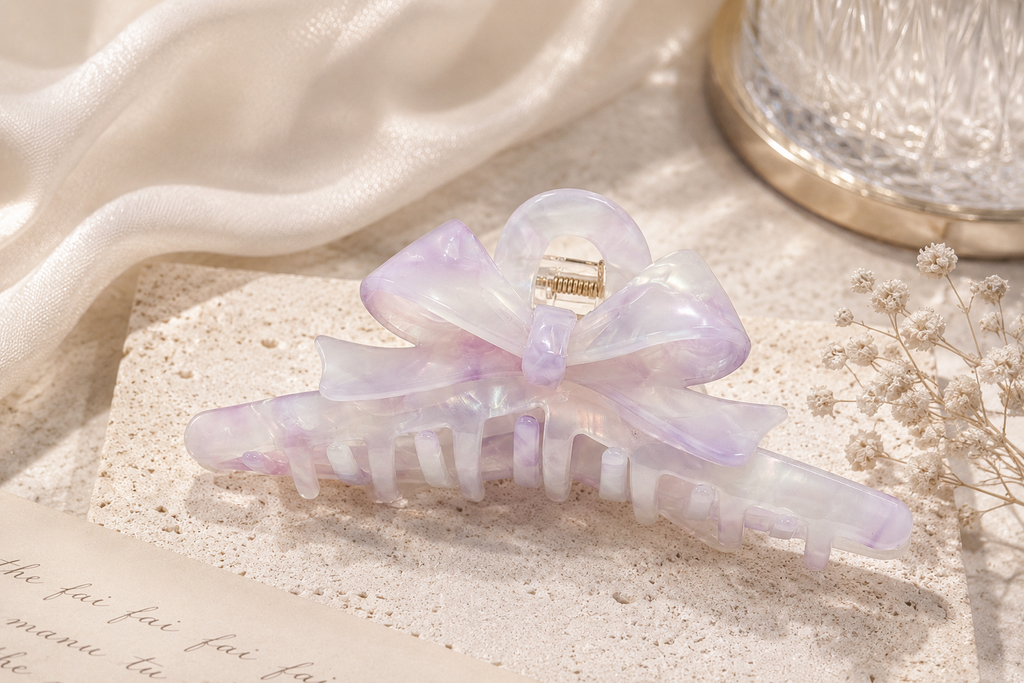 Large Bow Acetate Hair Claw – 5 Inch Claw Clip for Thick Hair