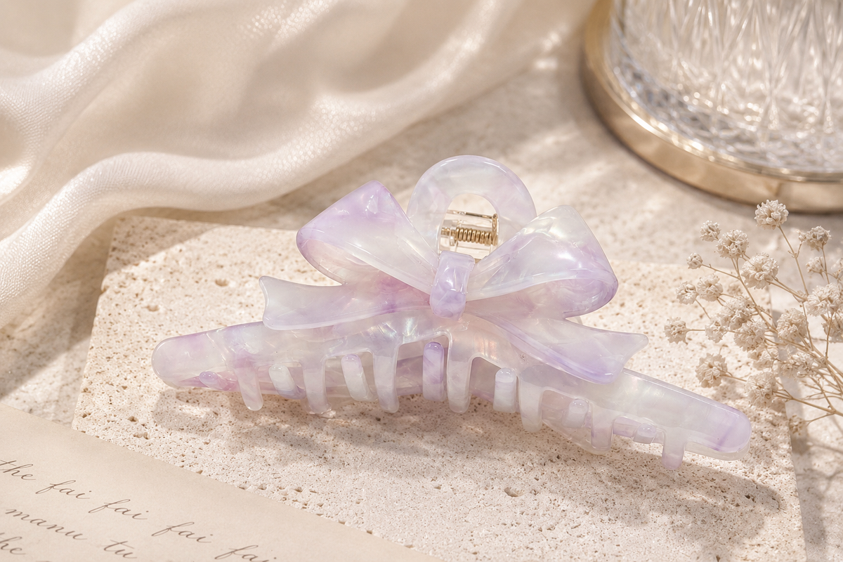 Large Bow Acetate Hair Claw – 5 Inch Claw Clip for Thick Hair