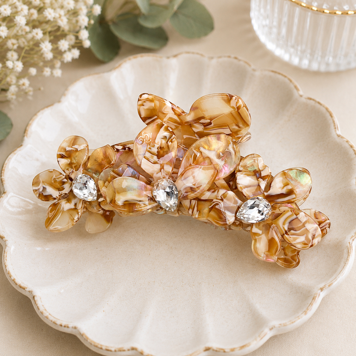 Crystal Bloom Acetate Hair Claw | Floral Claw Clip