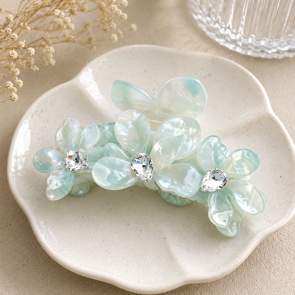 Crystal Bloom Acetate Hair Claw | Floral Claw Clip