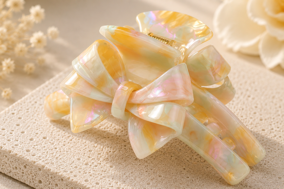 Double Bow Acetate Hair Claw Clip – 4.3"