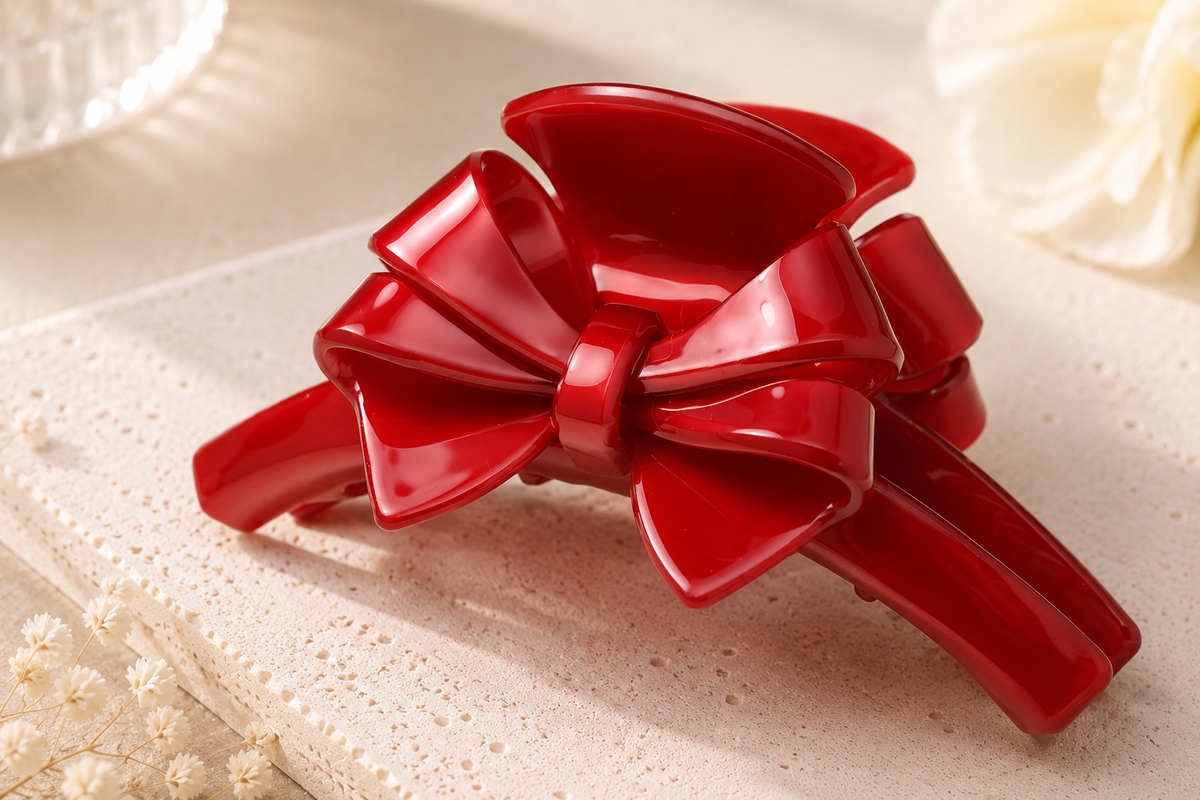 Double Bow Acetate Hair Claw Clip – 4.3"