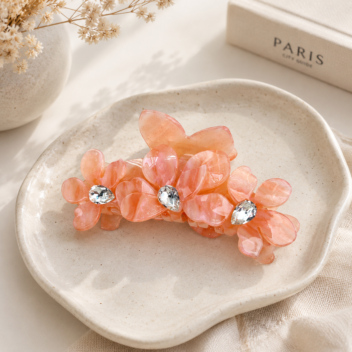 Crystal Bloom Acetate Hair Claw | Floral Claw Clip