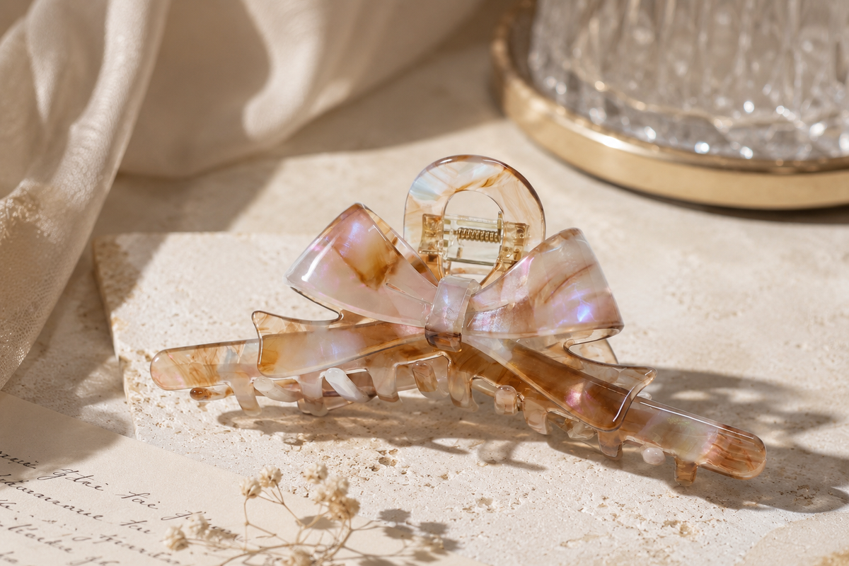 Large Bow Acetate Hair Claw – 5 Inch Claw Clip for Thick Hair