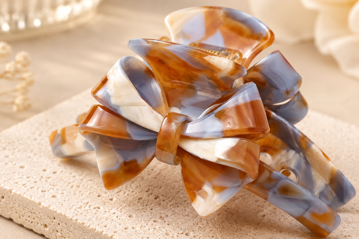 Double Bow Acetate Hair Claw Clip – 4.3"