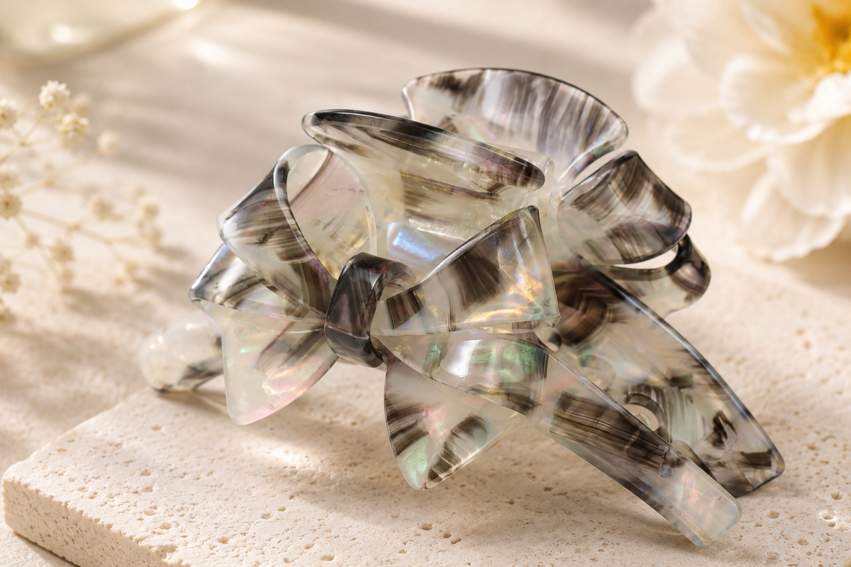 Double Bow Acetate Hair Claw Clip – 4.3"