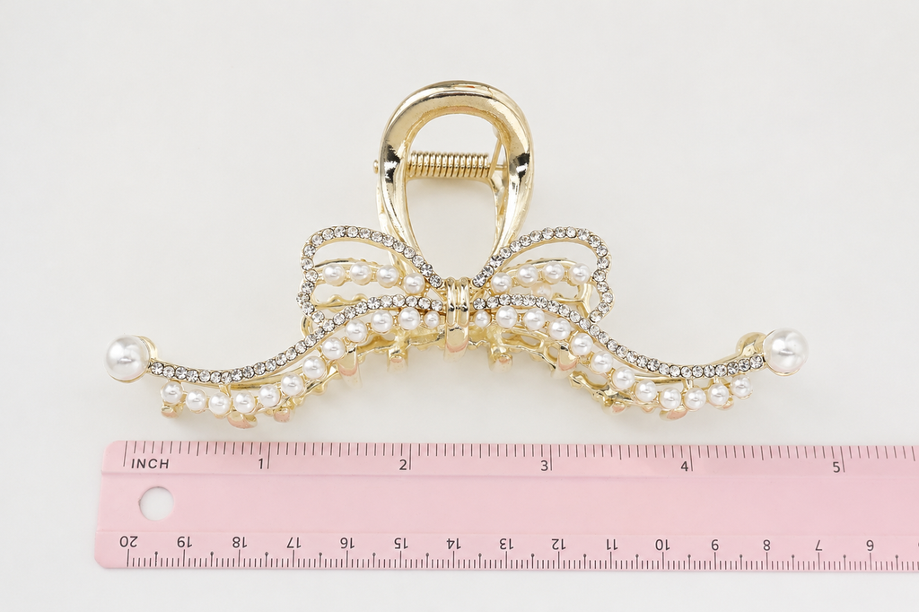 Pearl & Crystal Bow Hair Claw – 3 Elegant Styles
