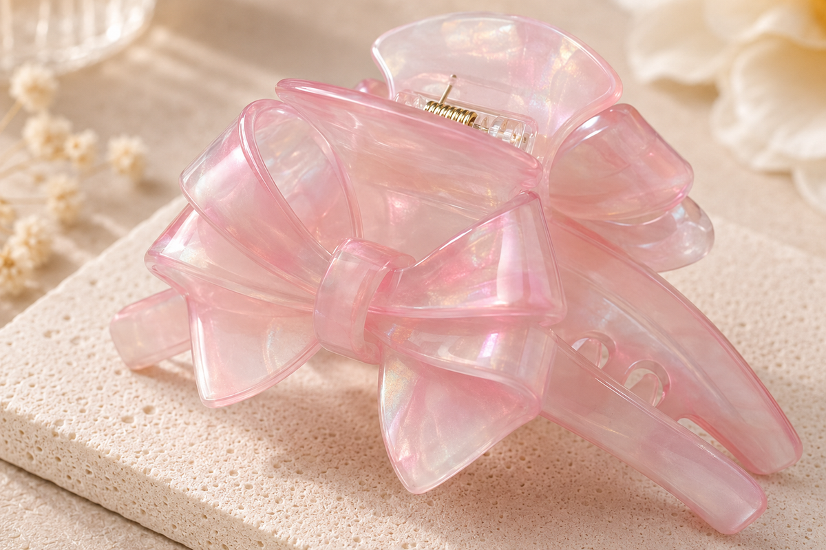 Double Bow Acetate Hair Claw Clip – 4.3"