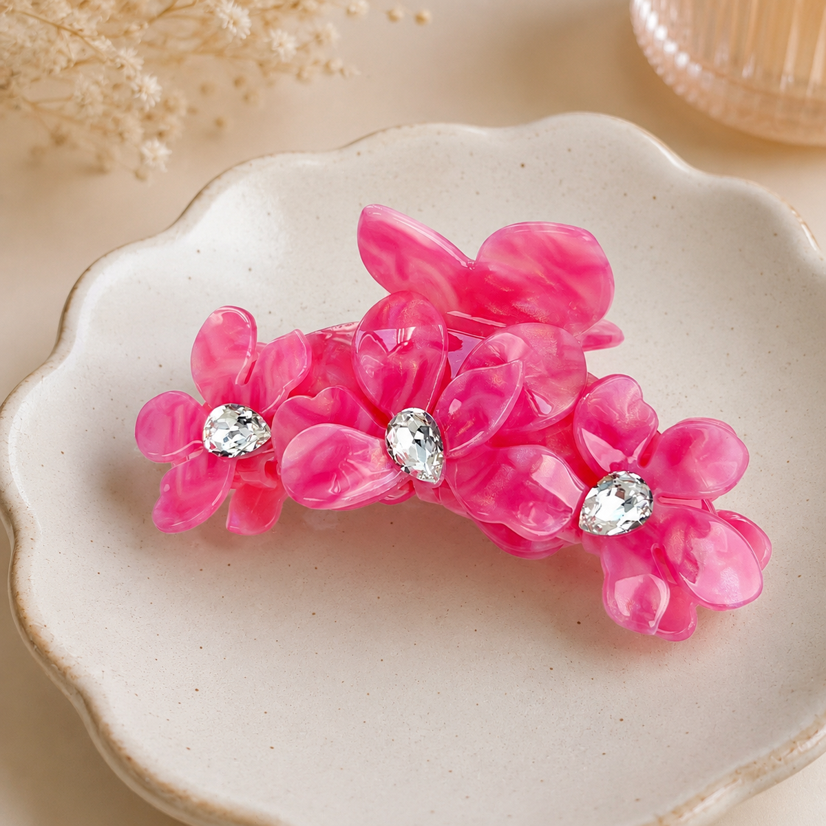 Crystal Bloom Acetate Hair Claw | Floral Claw Clip