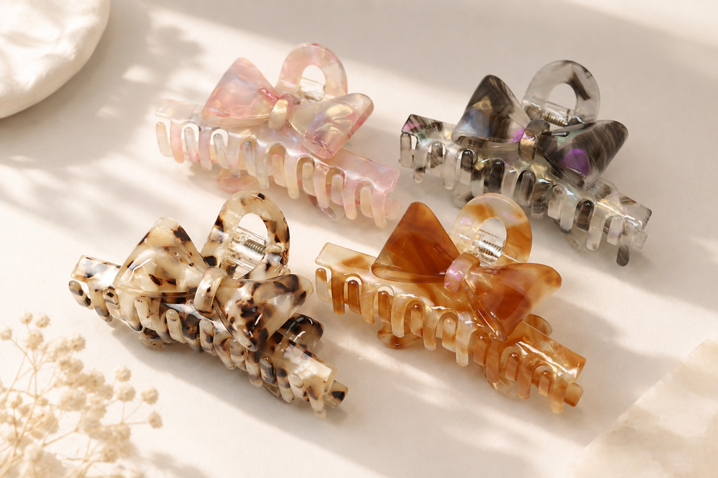 4" Acetate Bow Hair Claw – Medium Large French Hair Clip