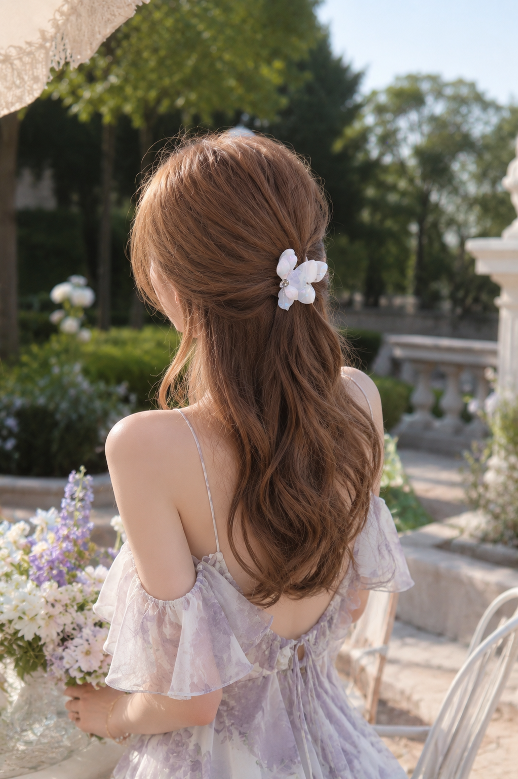 Small-Medium Acetate Flower Hair Claw – Crystal Floral Hair Clip