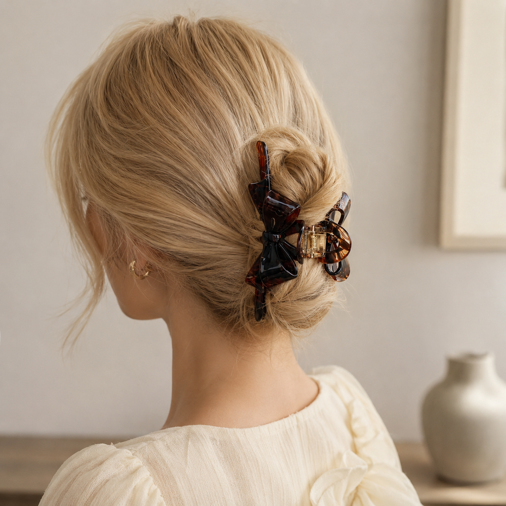 Large Bow Acetate Hair Claw – 5 Inch Claw Clip for Thick Hair