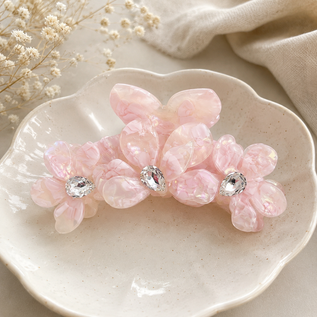 Crystal Bloom Acetate Hair Claw | Floral Claw Clip