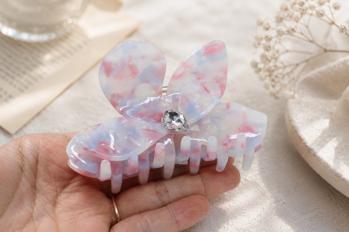 Crystal Bloom Acetate Hair Claw