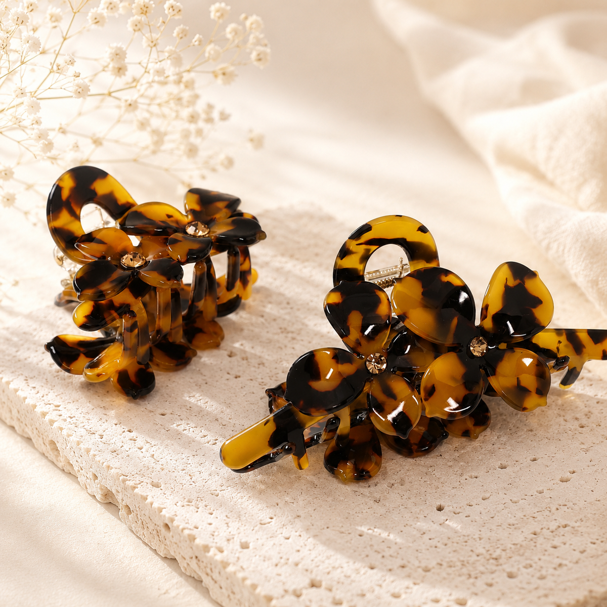 Acetate Flower Hair Claw – Large & Small Floral Claw Clips in Multiple Colors