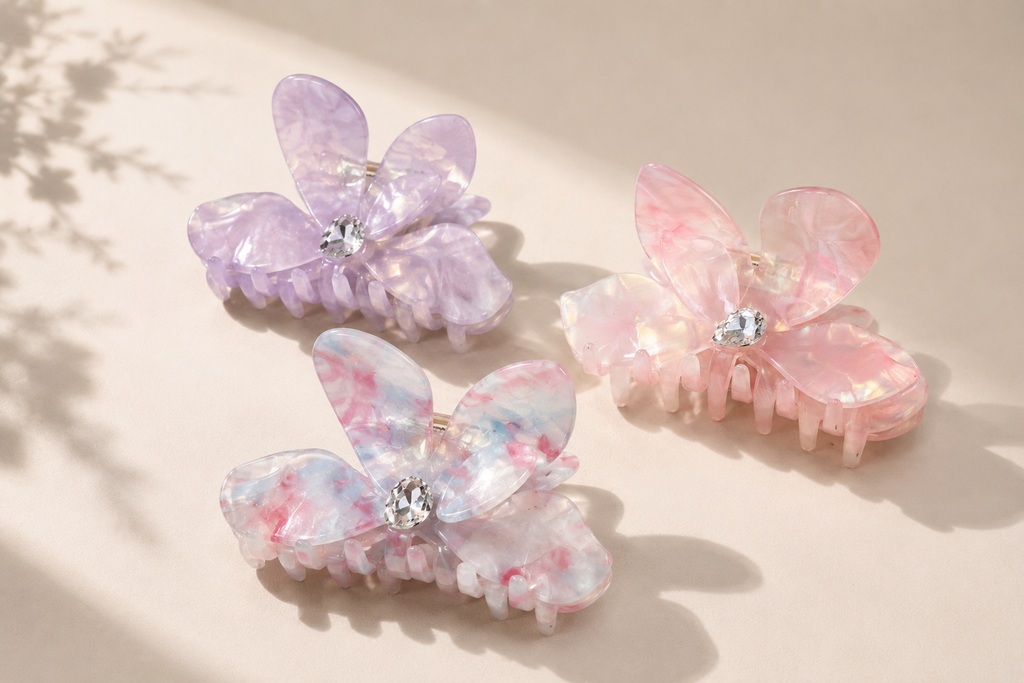 Crystal Bloom Acetate Hair Claw