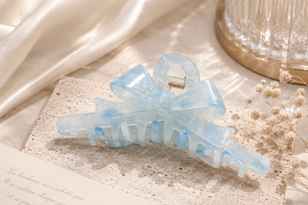 Large Bow Acetate Hair Claw – 5 Inch Claw Clip for Thick Hair