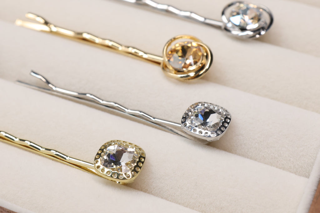 Crystal Bobby Pins for Elegant Updos – Gold & Silver Rhinestone Hair Pins