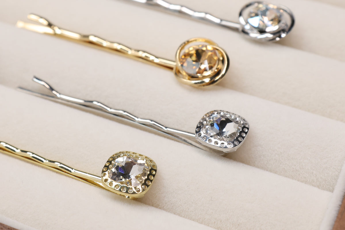 Crystal Bobby Pins for Elegant Updos – Gold & Silver Rhinestone Hair Pins