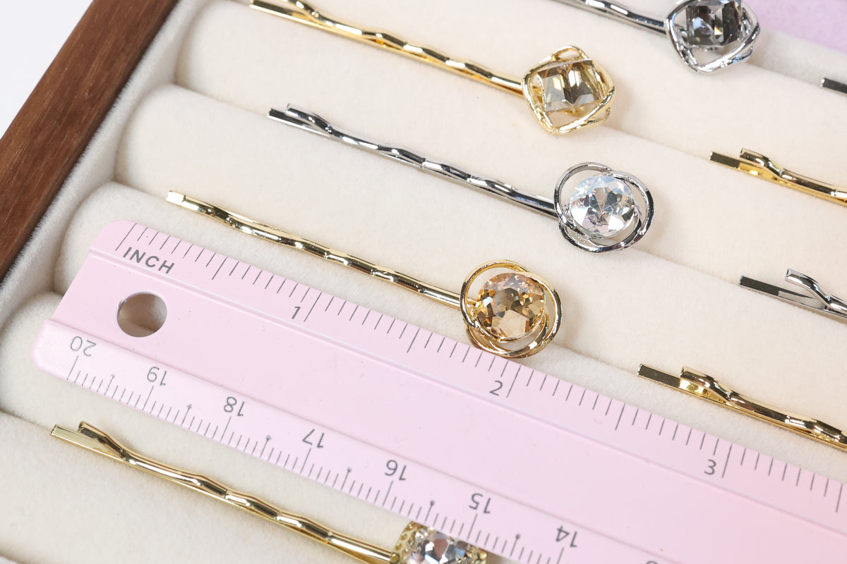 Crystal Bobby Pins for Elegant Updos – Gold & Silver Rhinestone Hair Pins