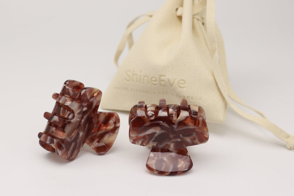 Mini Acetate Hair Claw Clips ，Set of 2 – Small French Claw Clip