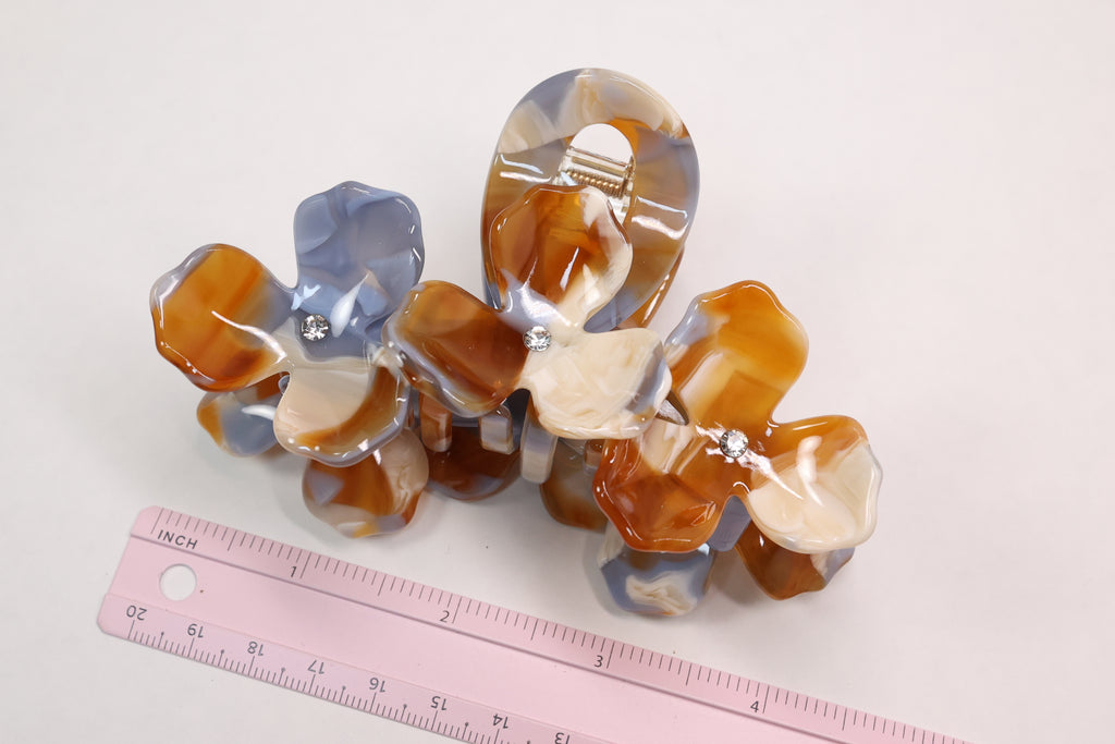 Acetate Crystal Flower Hair Claw