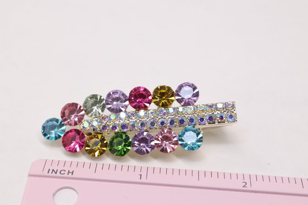 Colorful Crystal Hair Clips – Set of 2 Sparkly Rhinestone Side Clips with Gift Box