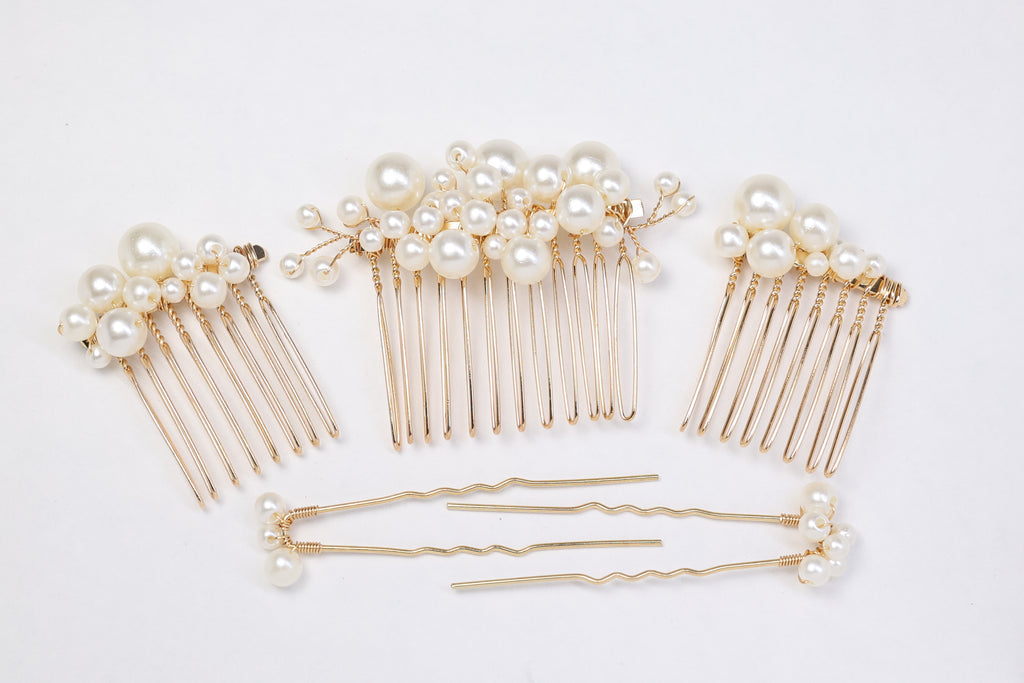 5-Piece Pearl Bridal Hair Comb & Pin Set