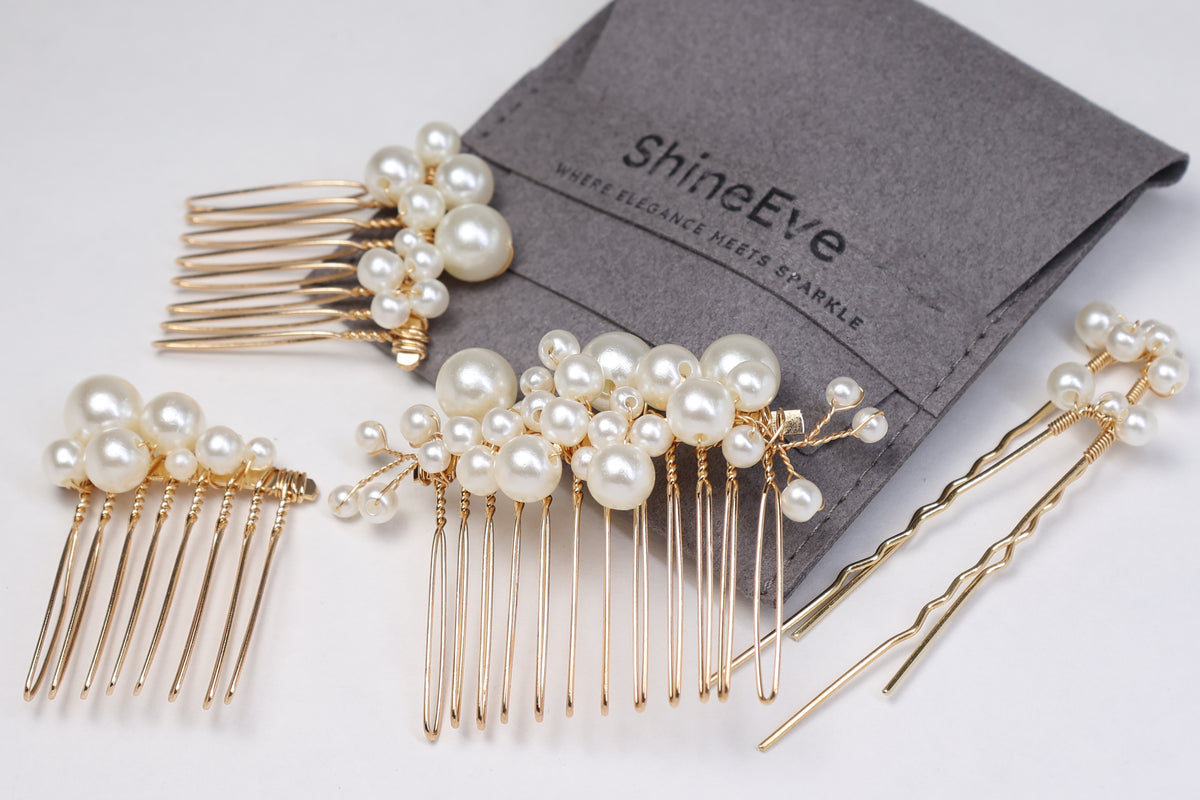 5-Piece Pearl Bridal Hair Comb & Pin Set