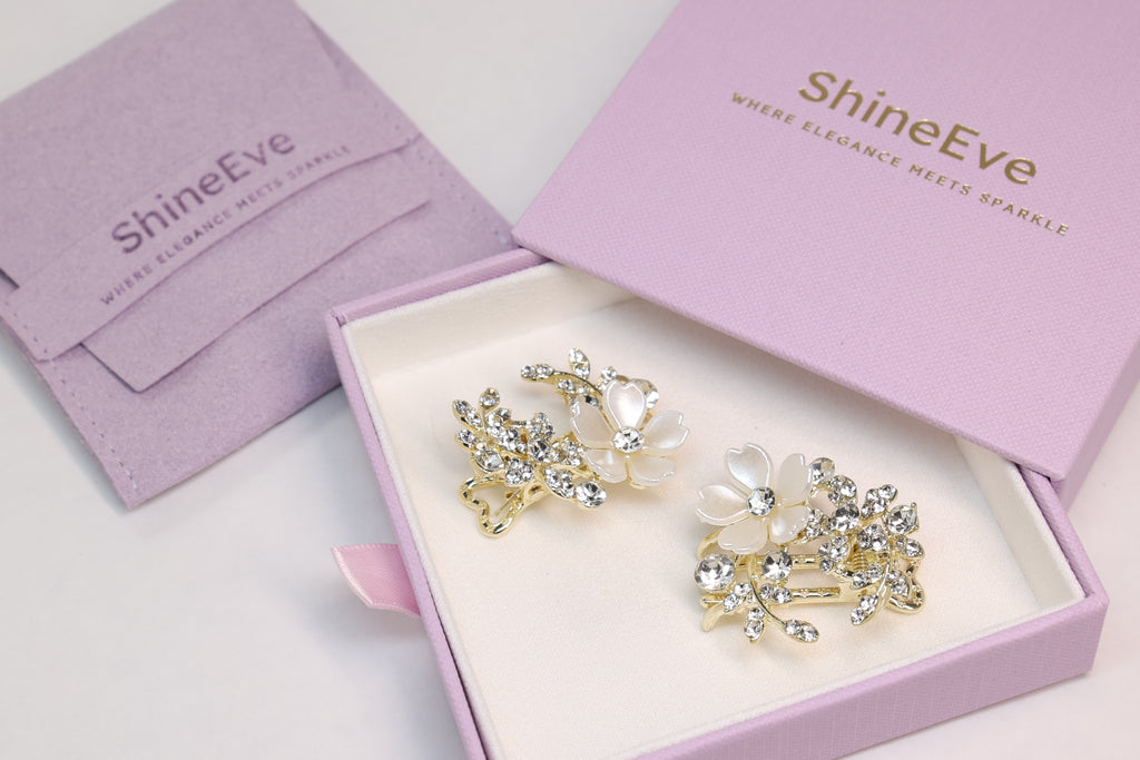 Crystal Flower Mini Hair Claw – Rhinestone Bridal Wedding Hair Clip