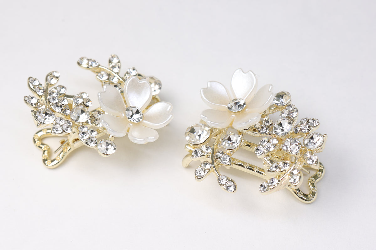 Crystal Flower Mini Hair Claw – Rhinestone Bridal Wedding Hair Clip