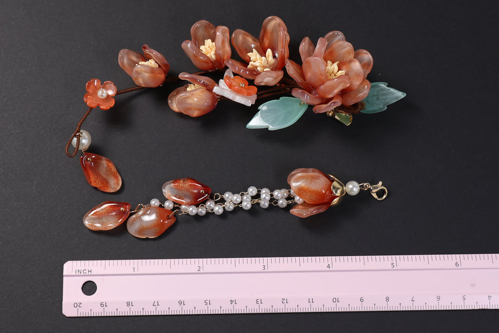 Floral Hair Clip with Pearl Tassel – Elegant Flower Hair Accessory for Updos & Special Occasions