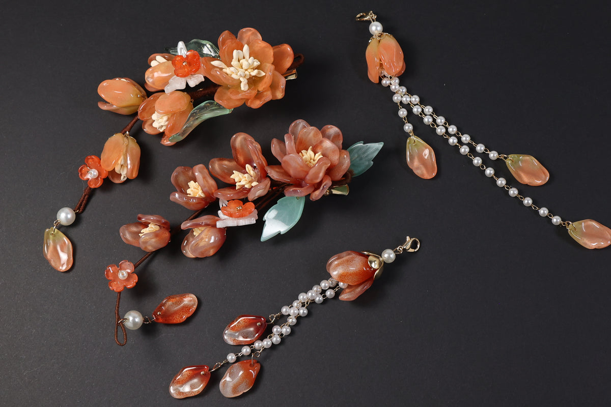Floral Hair Clip with Pearl Tassel – Elegant Flower Hair Accessory for Updos & Special Occasions
