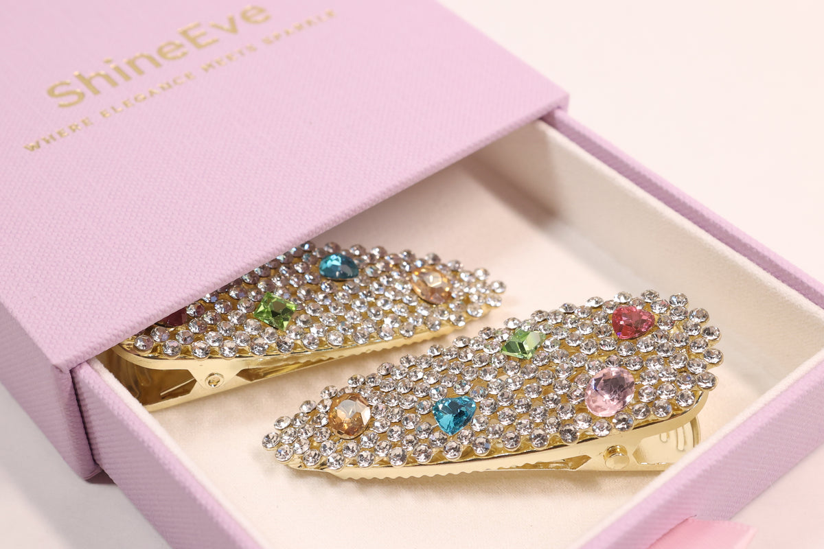 Jeweled Crystal Hair Clips – Set of 2