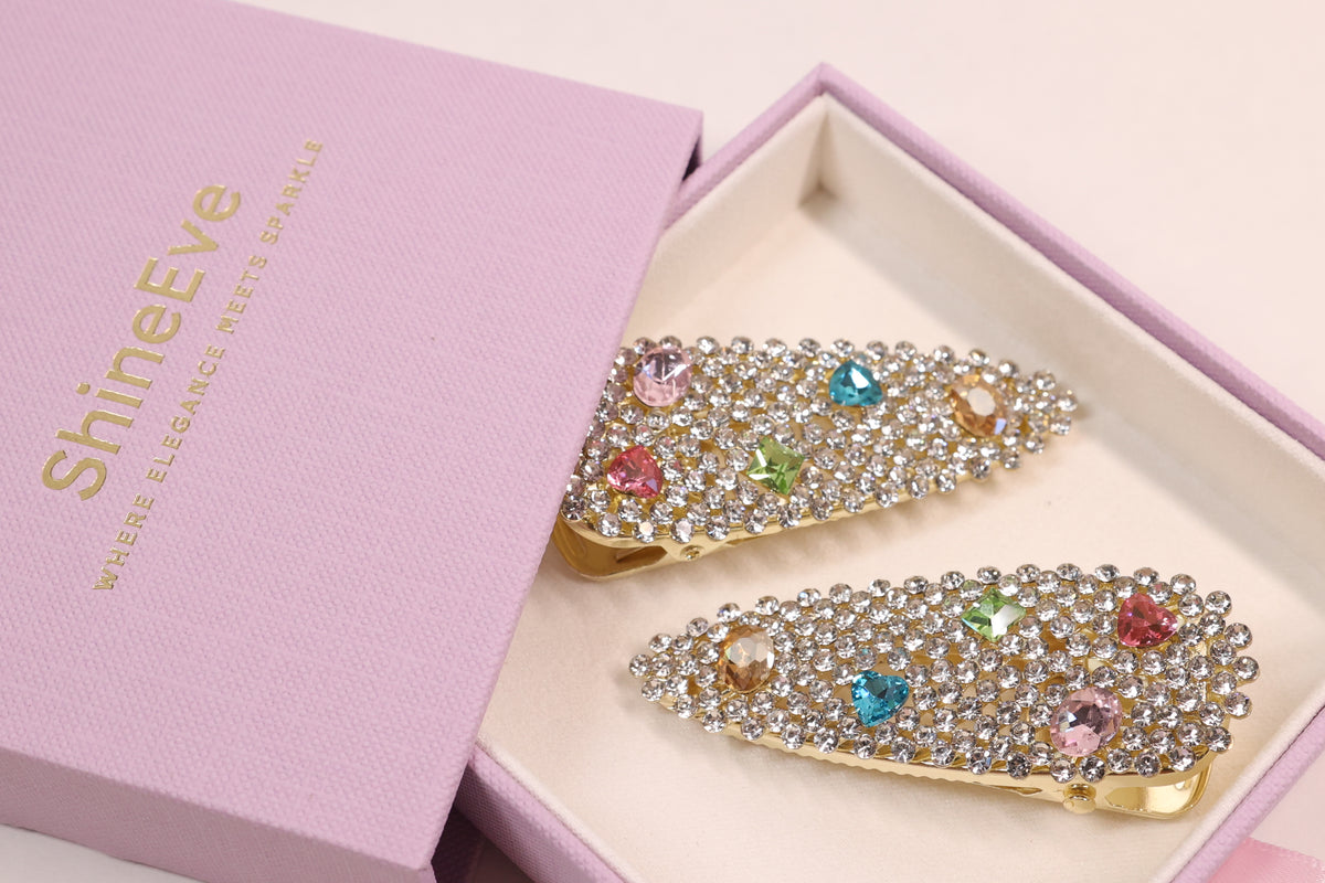 Jeweled Crystal Hair Clips – Set of 2