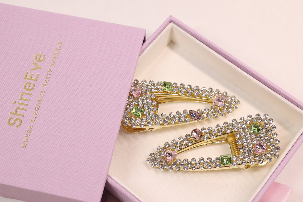 Jeweled Crystal Hair Clips – Set of 2
