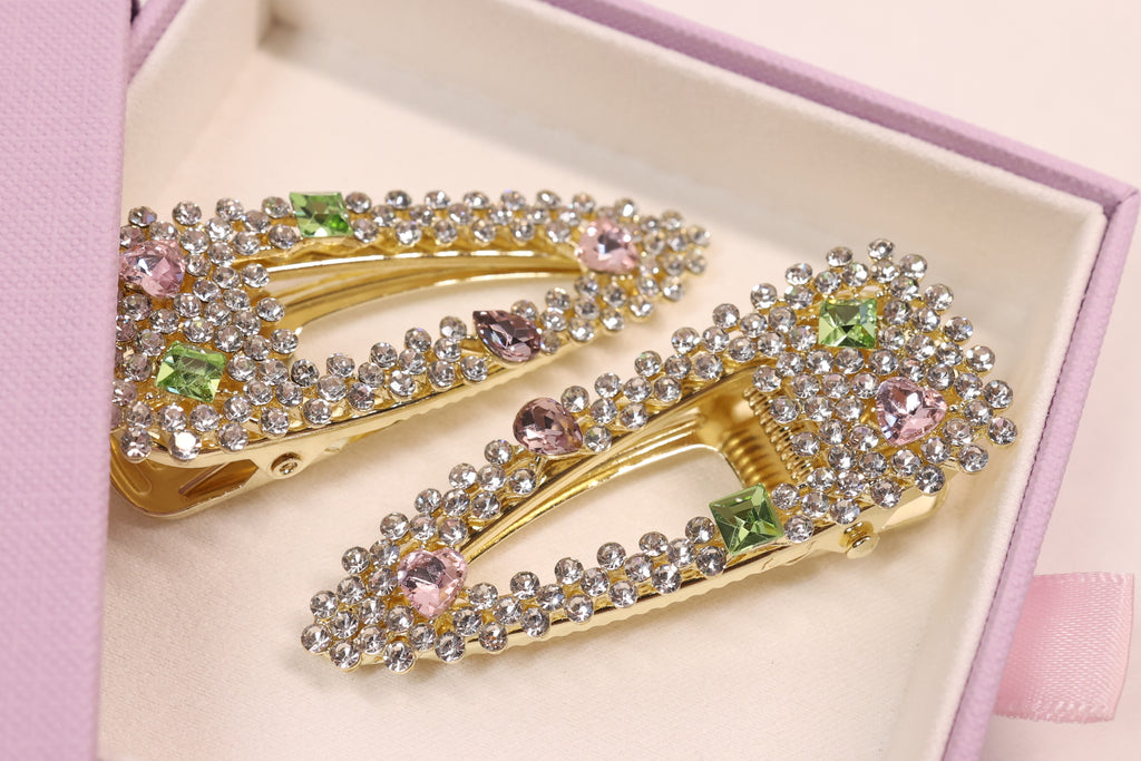 Jeweled Crystal Hair Clips – Set of 2