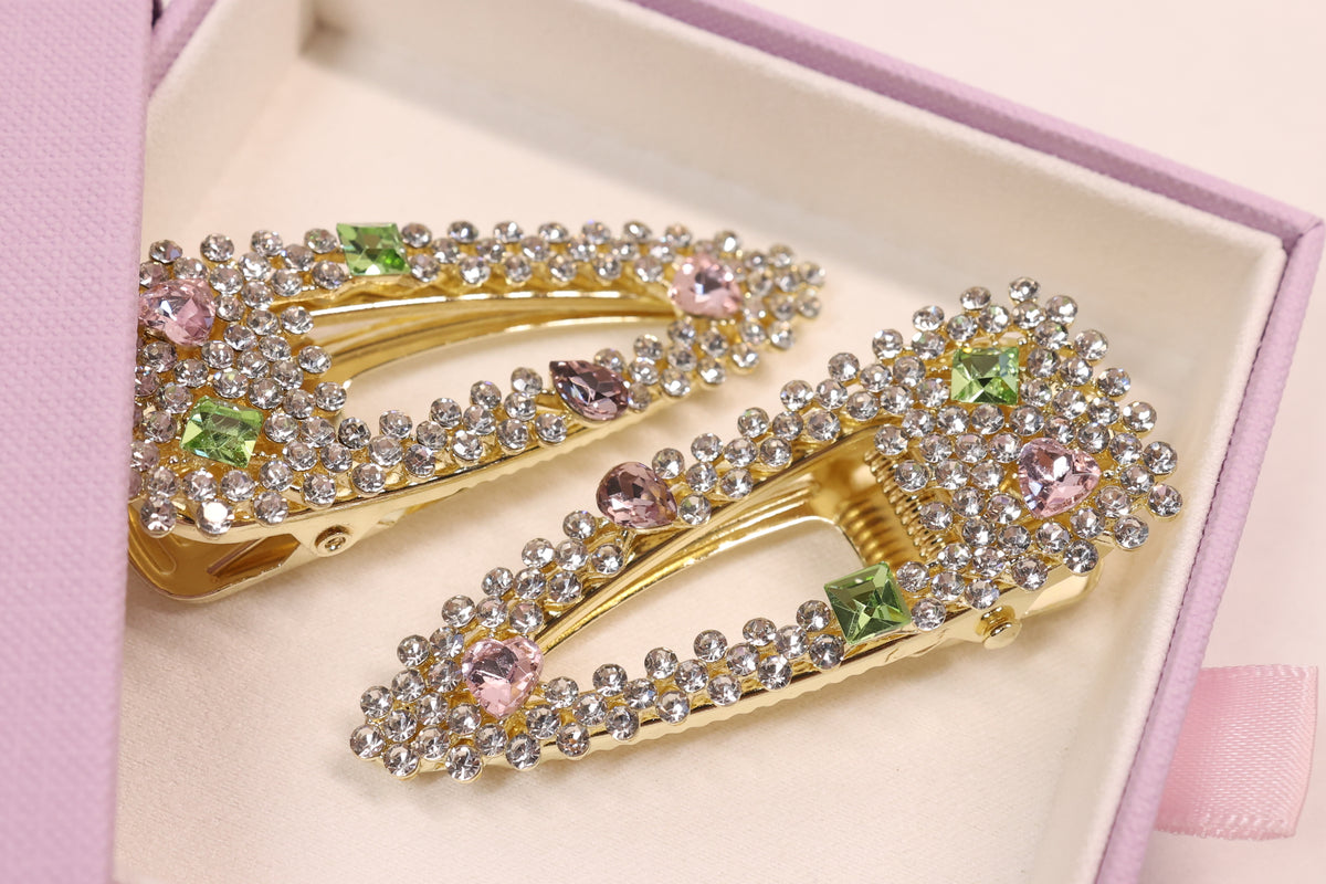 Jeweled Crystal Hair Clips – Set of 2