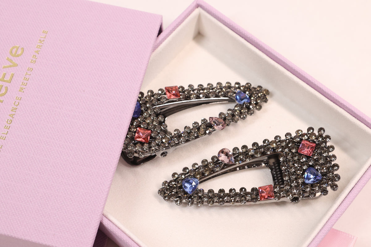 Jeweled Crystal Hair Clips – Set of 2