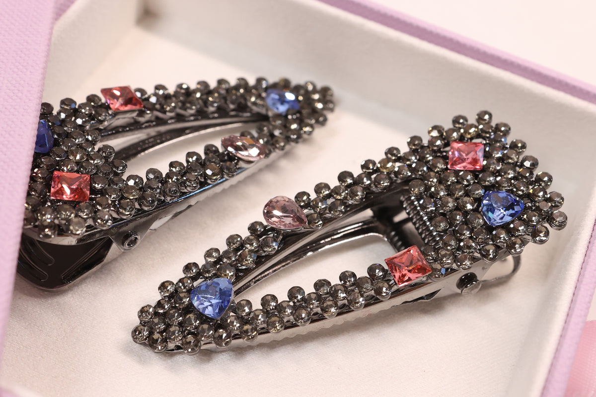 Jeweled Crystal Hair Clips – Set of 2