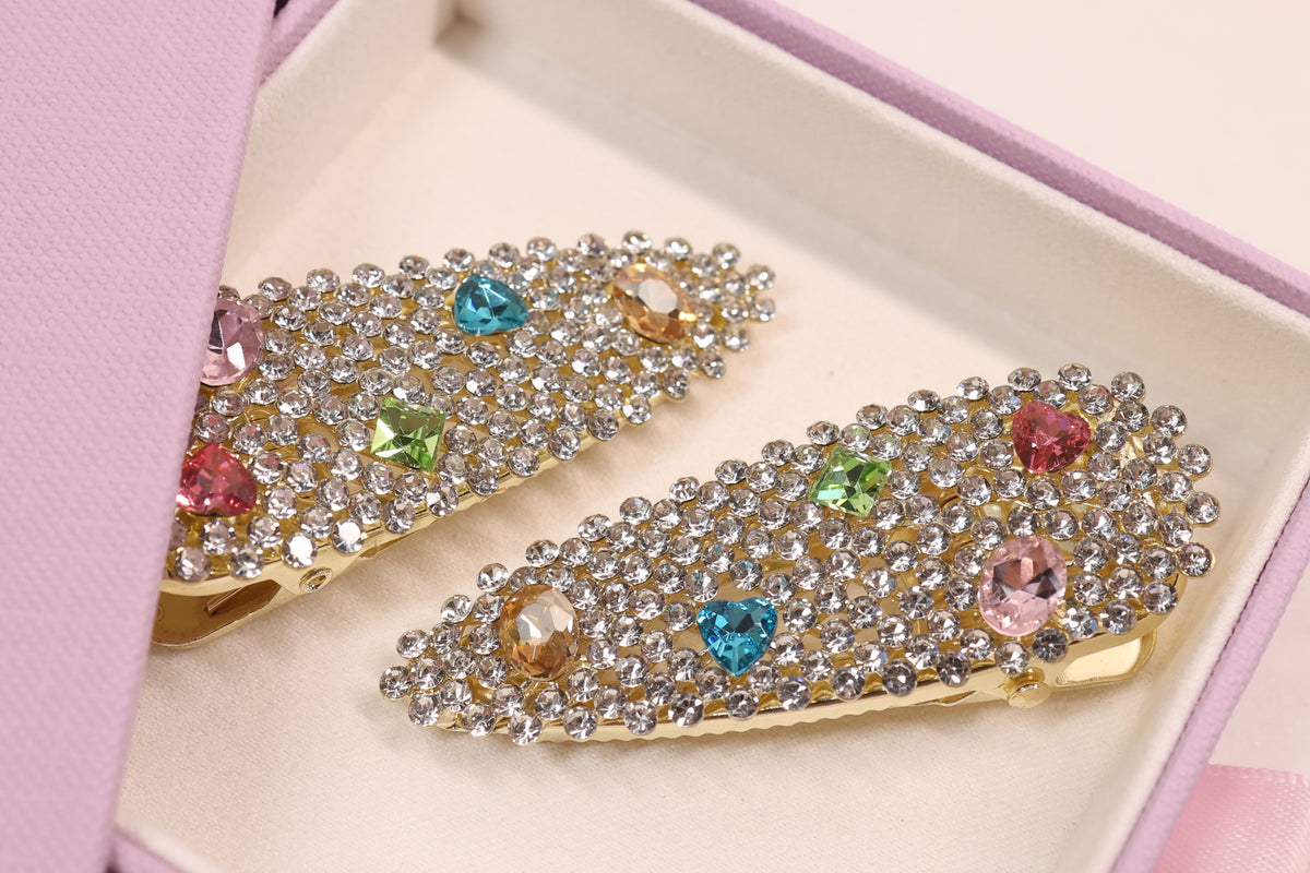 Jeweled Crystal Hair Clips – Set of 2