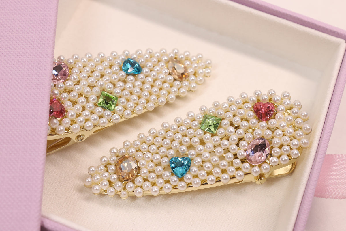 Jeweled Crystal Hair Clips – Set of 2