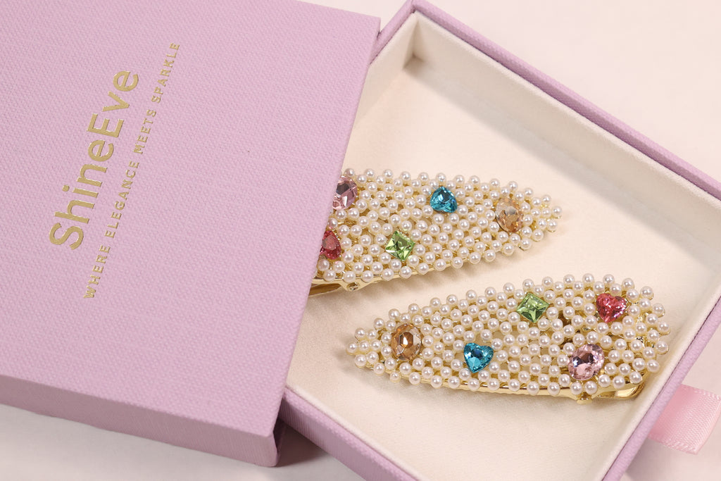 Jeweled Crystal Hair Clips – Set of 2