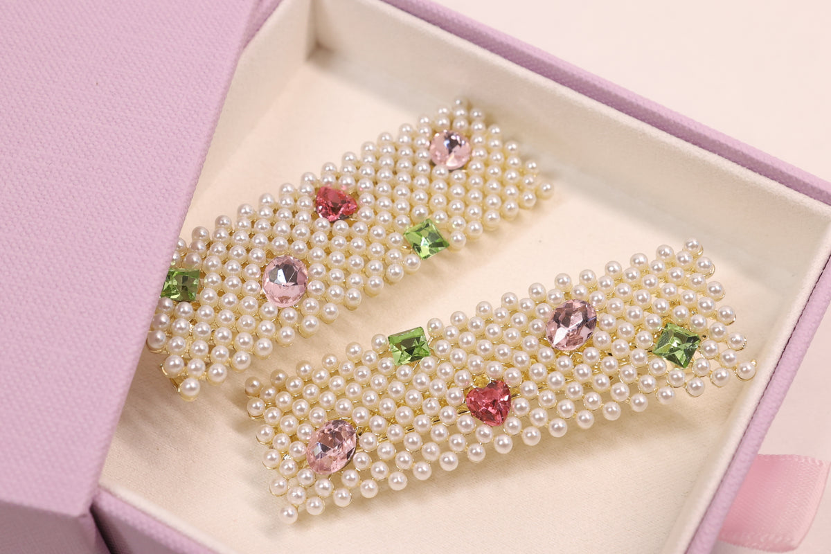 Jeweled Crystal Hair Clips – Set of 2