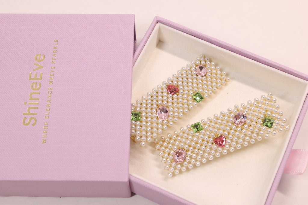 Jeweled Crystal Hair Clips – Set of 2
