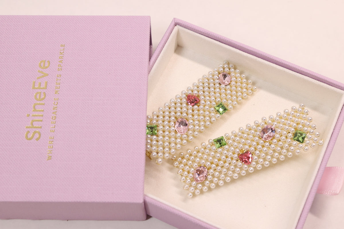 Jeweled Crystal Hair Clips – Set of 2