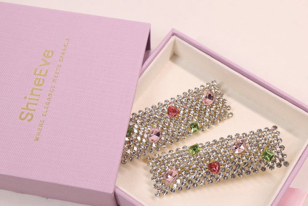 Jeweled Crystal Hair Clips – Set of 2