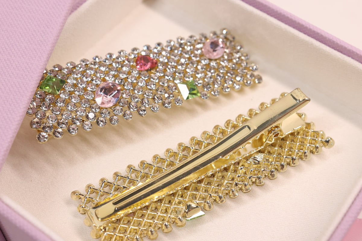 Jeweled Crystal Hair Clips – Set of 2