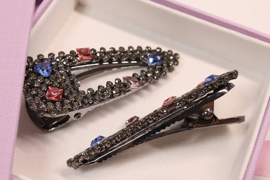Jeweled Crystal Hair Clips – Set of 2